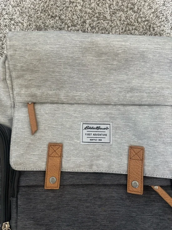 Eddie Bauer Diaper Bag Backpack Gray/Tan - Picture 2 of 9